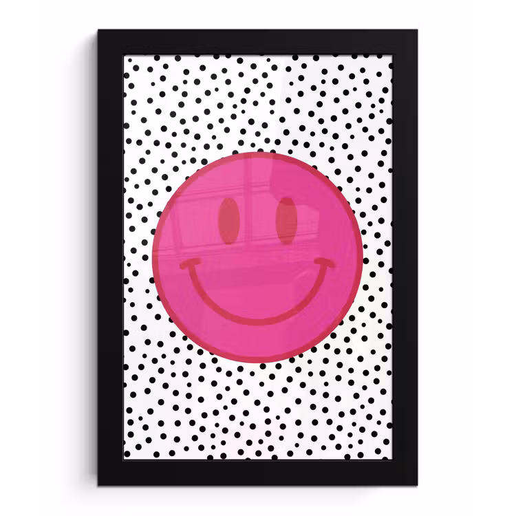 Poster met lijst - Smiley - Roze - Stippen — 1
