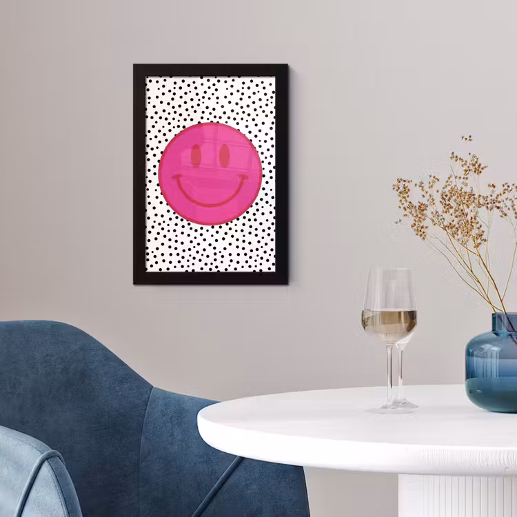 Poster met lijst - Smiley - Roze - Stippen — 2