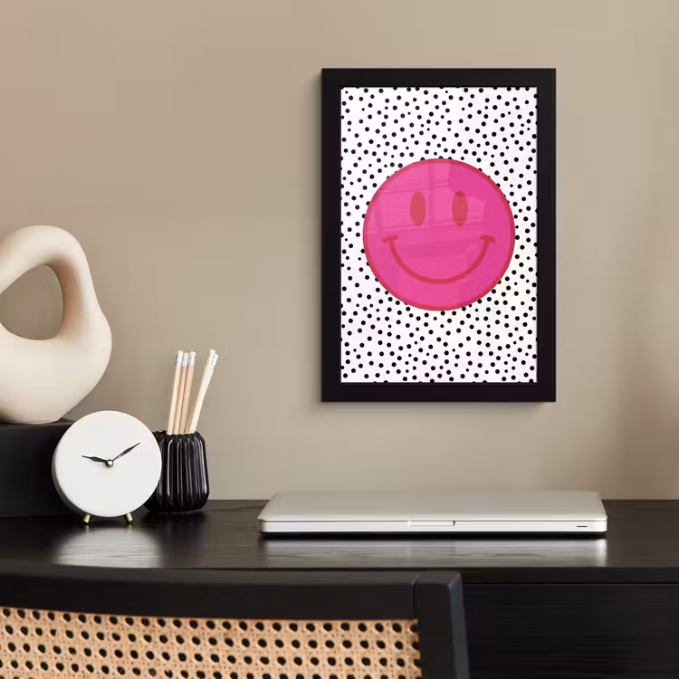 Poster met lijst - Smiley - Roze - Stippen — 3