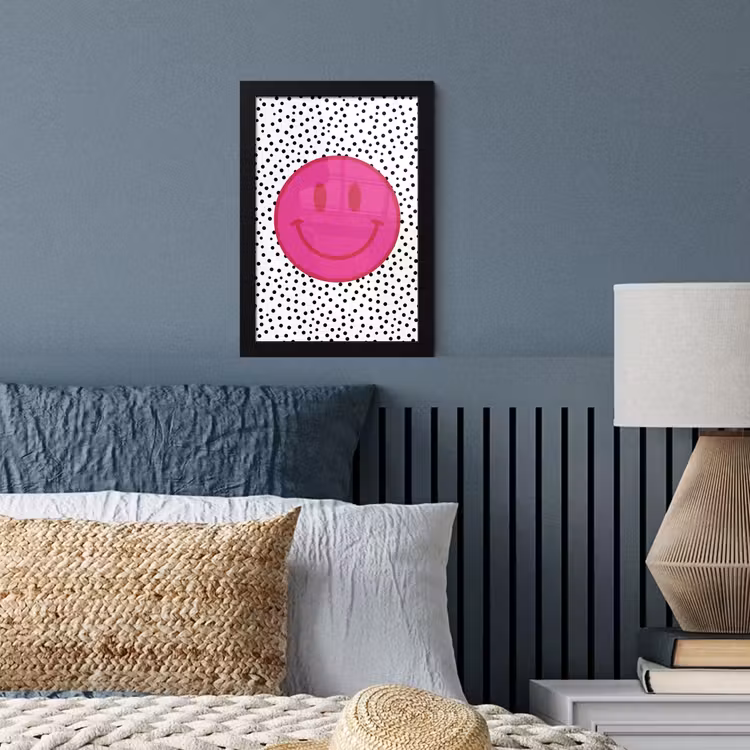 Poster met lijst - Smiley - Roze - Stippen — 4