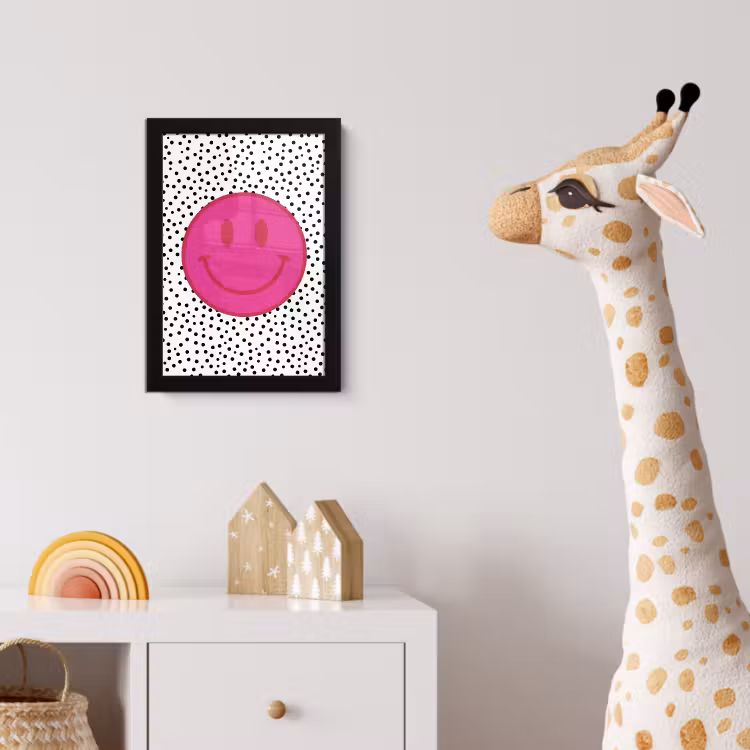 Poster met lijst - Smiley - Roze - Stippen — 5