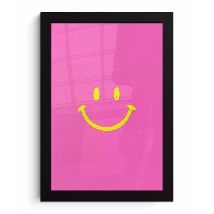 Poster met lijst - Smiley - Vrolijk - Roze — 1