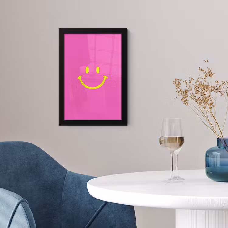 Poster met lijst - Smiley - Vrolijk - Roze — 2