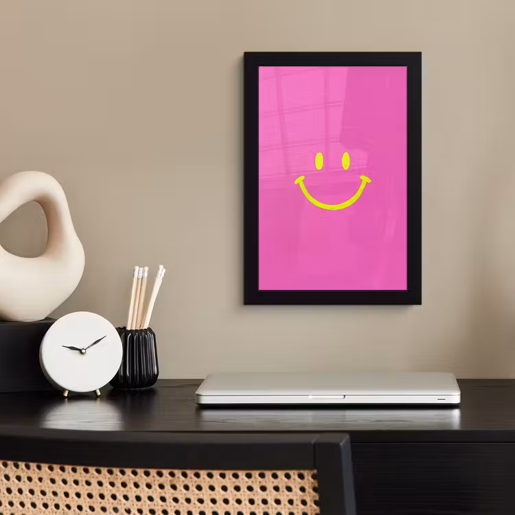 Poster met lijst - Smiley - Vrolijk - Roze — 3