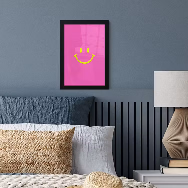 Poster met lijst - Smiley - Vrolijk - Roze — 4