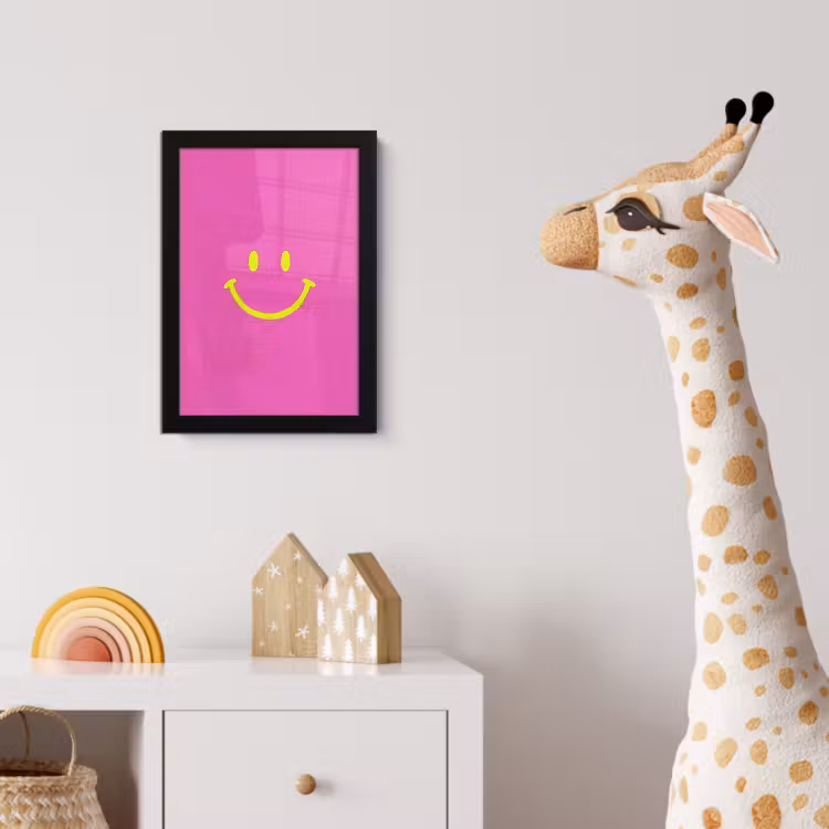 Poster met lijst - Smiley - Vrolijk - Roze — 5