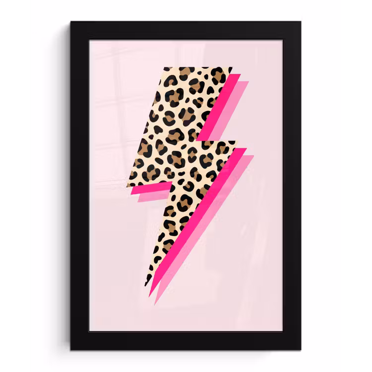 Poster met lijst - Stippen - Roze - Bliksem — 1