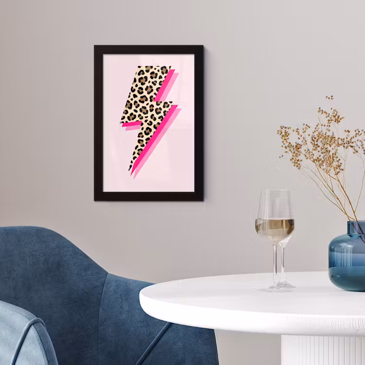 Poster met lijst - Stippen - Roze - Bliksem — 2