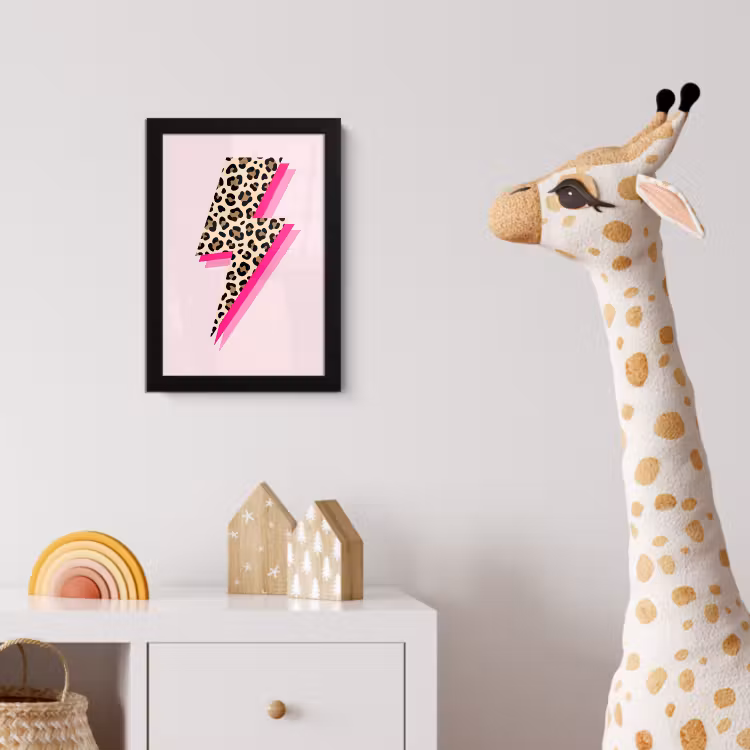 Poster met lijst - Stippen - Roze - Bliksem — 5