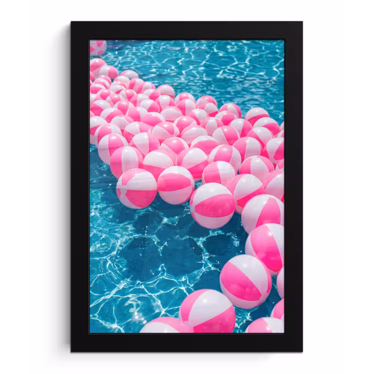 Poster met lijst - Strandballen - Roze - Water — 1
