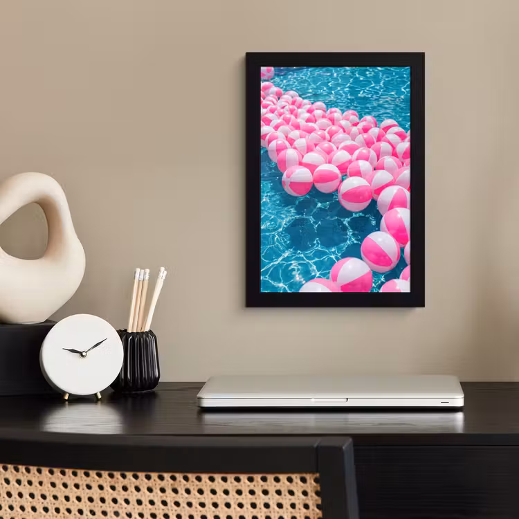 Poster met lijst - Strandballen - Roze - Water — 3