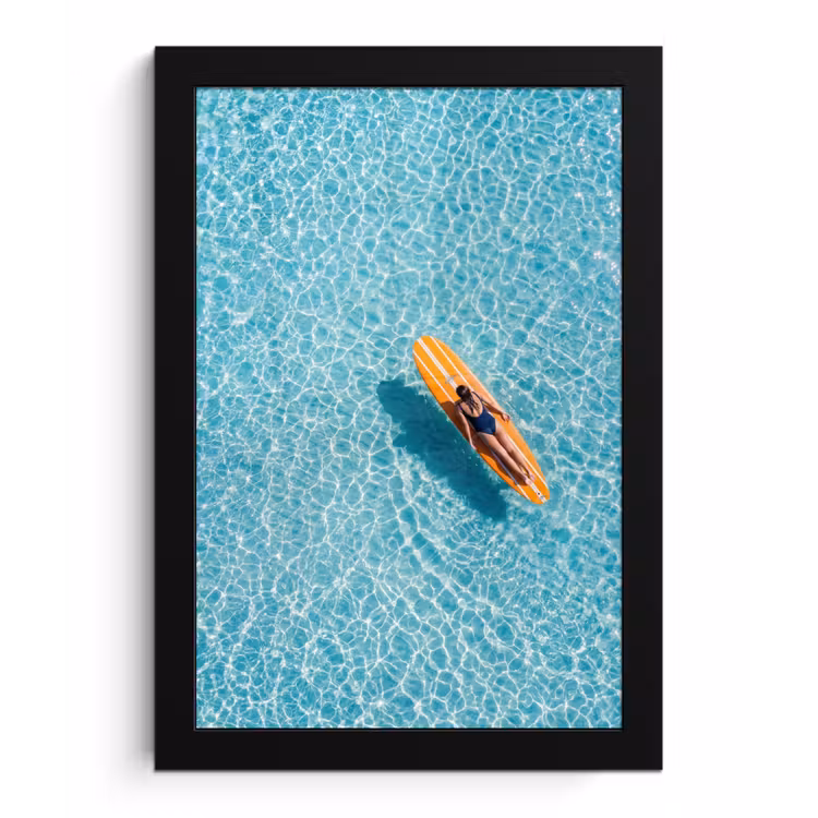 Poster met lijst - Surfboard - Water - Badpak - Oranje — 1