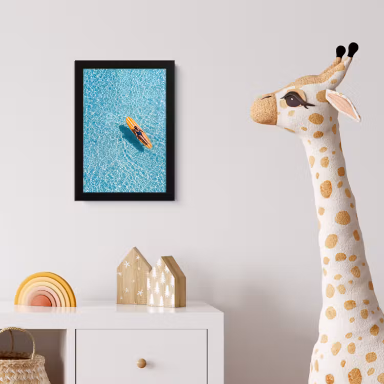 Poster met lijst - Surfboard - Water - Badpak - Oranje — 5