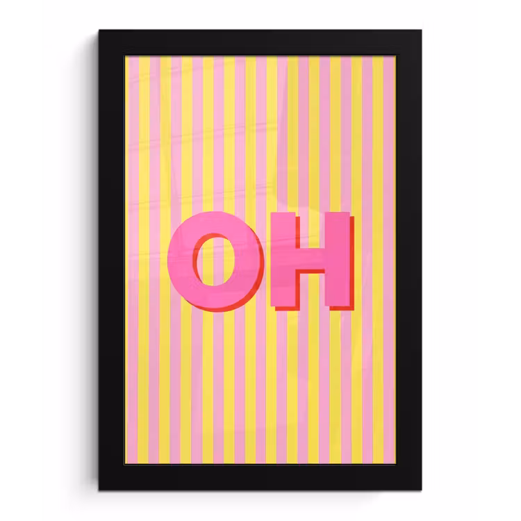 Poster met lijst - Tekst - Strepen - Roze — 1