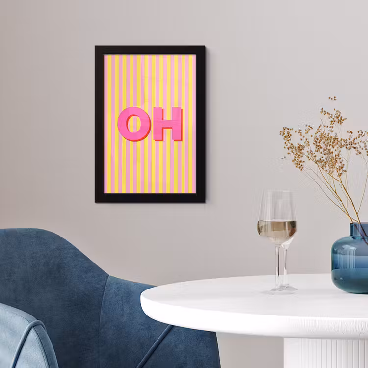 Poster met lijst - Tekst - Strepen - Roze — 2