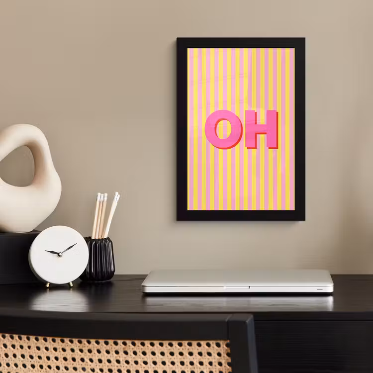 Poster met lijst - Tekst - Strepen - Roze — 3