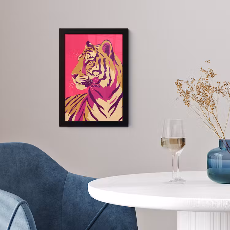 Poster met lijst - Tijger - Modern - Neon — 2