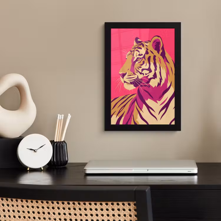 Poster met lijst - Tijger - Modern - Neon — 3