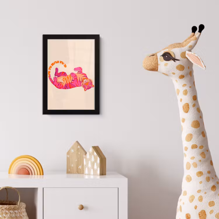 Poster met lijst - Tijger - Roze - Oranje — 5