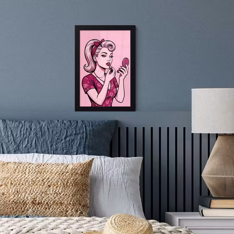 Poster met lijst - Vintage - Vrouw - Roze — 4