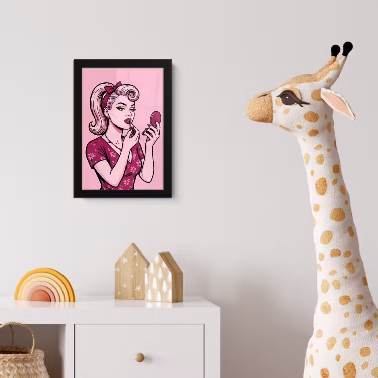 Poster met lijst - Vintage - Vrouw - Roze — 5