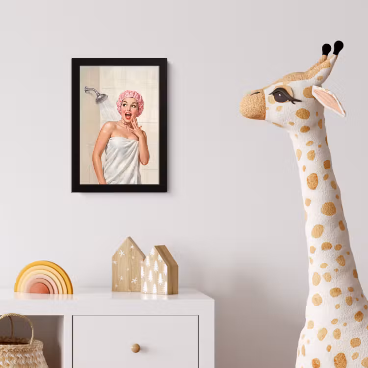 Poster met lijst - Vrouw - Douche - Roze — 5