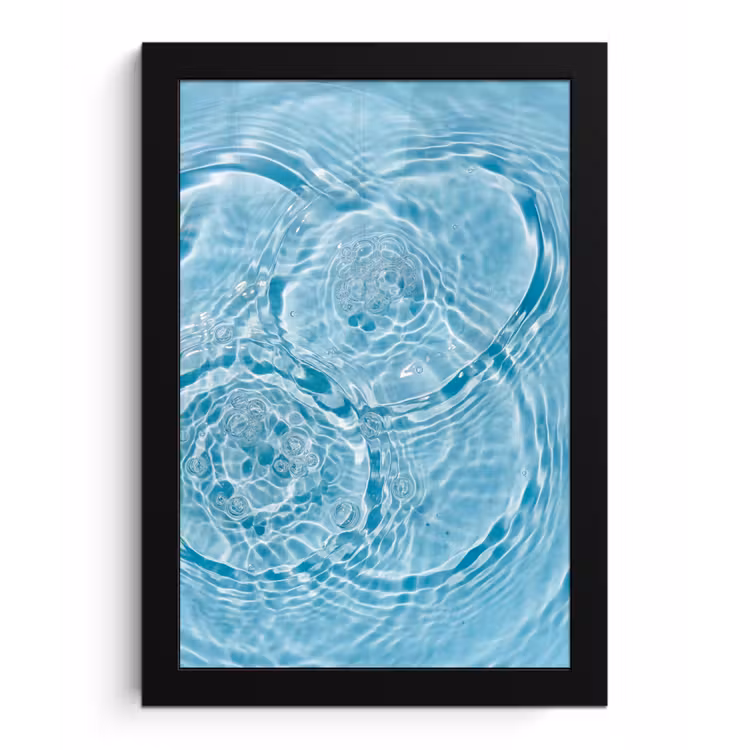 Poster met lijst - Water - Blauw - bubbels — 1
