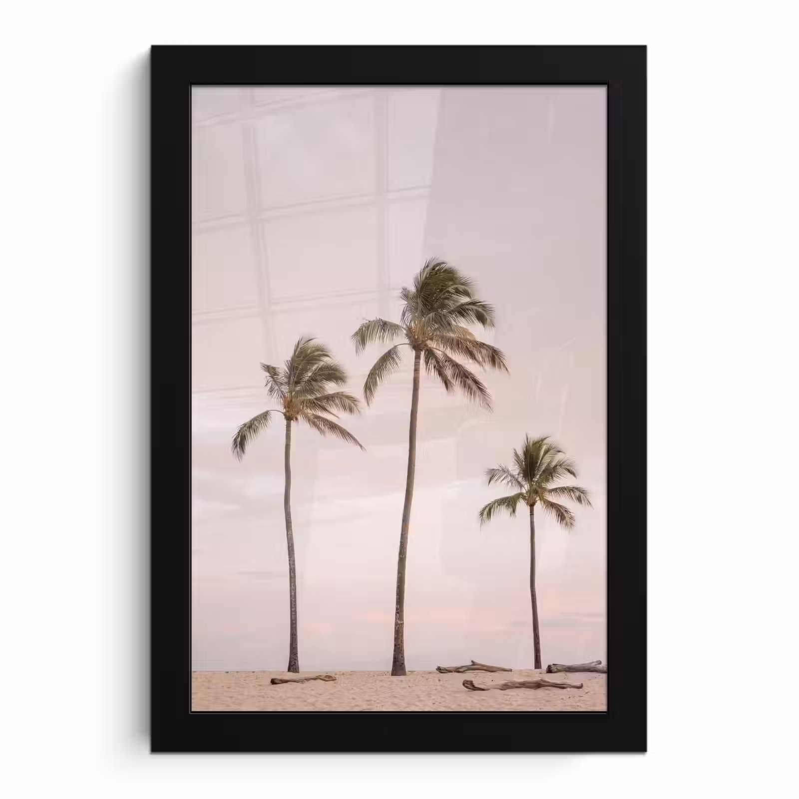 Poster met lijst - Palmbomen - Zonsondergang - Roze — 1