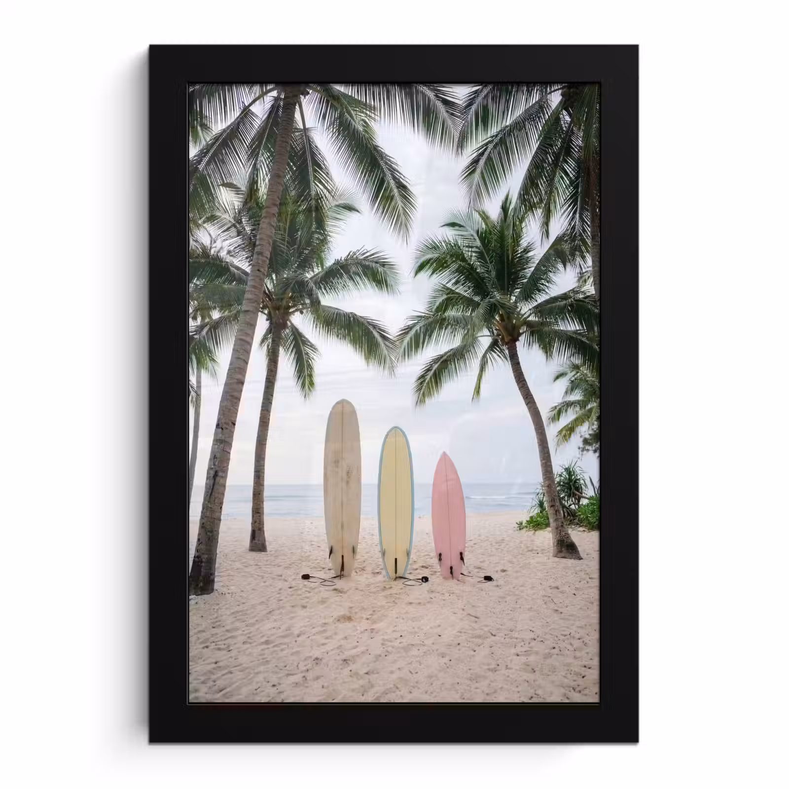 Poster met lijst - Surfboard - Palmbomen - Kleurrijk — 1