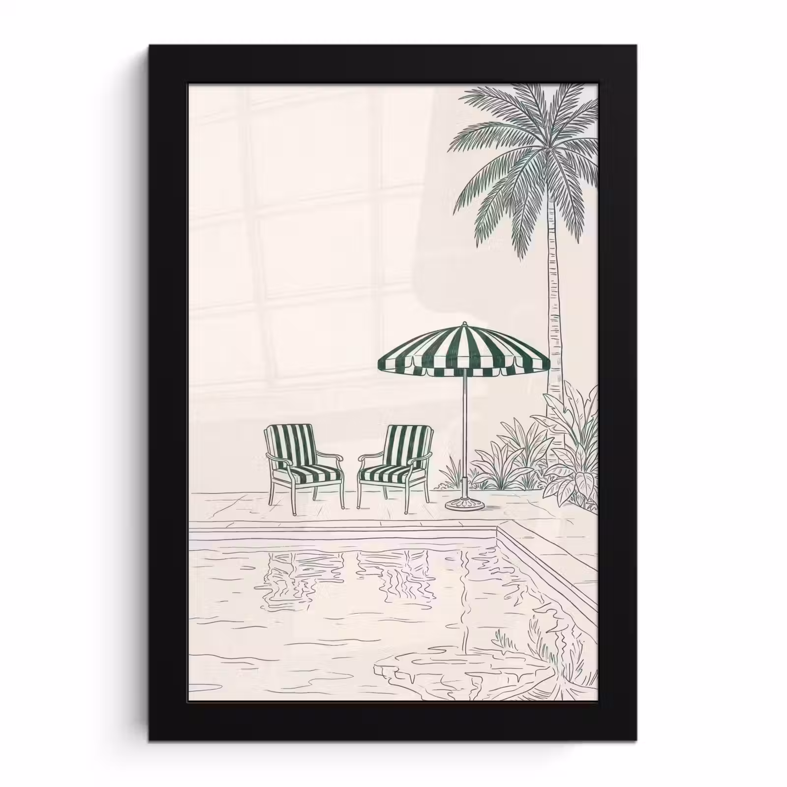 Poster met lijst - Terras - Illustratie - Groen — 1
