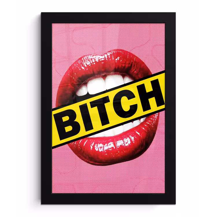 Poster met lijst - Lippen - Tekst - Kleurrijk — 1