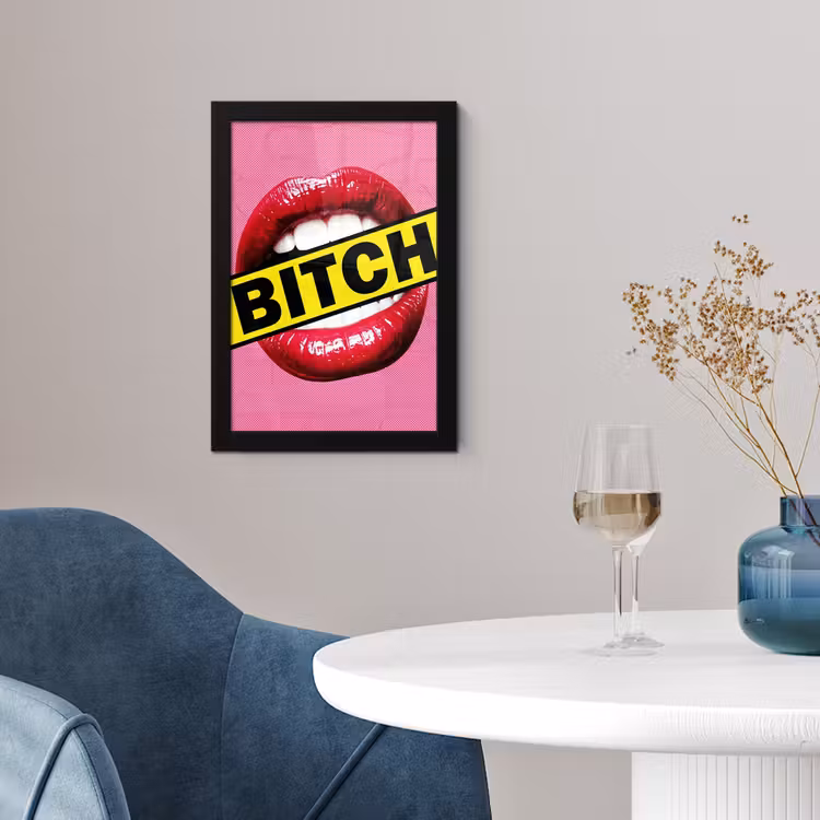 Poster met lijst - Lippen - Tekst - Kleurrijk — 2