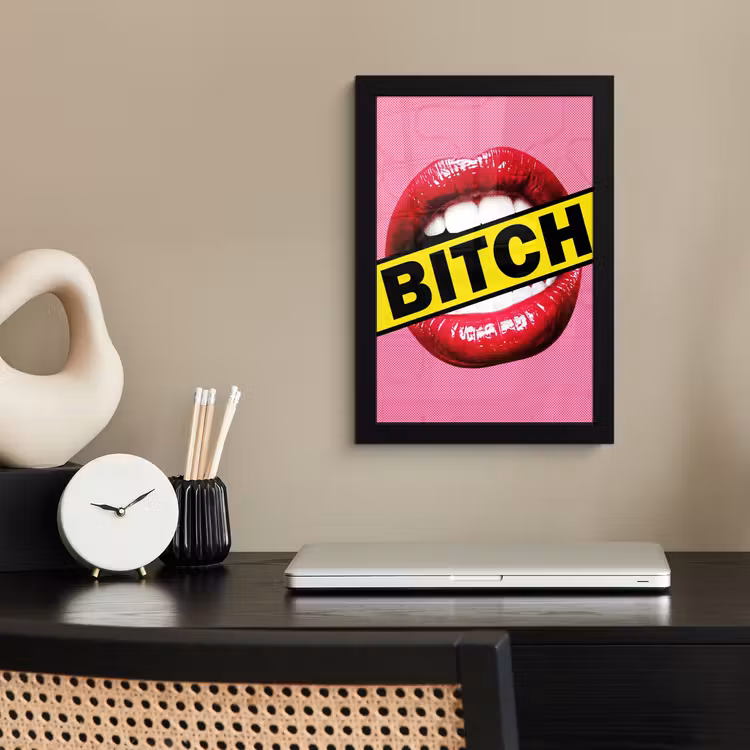 Poster met lijst - Lippen - Tekst - Kleurrijk — 3