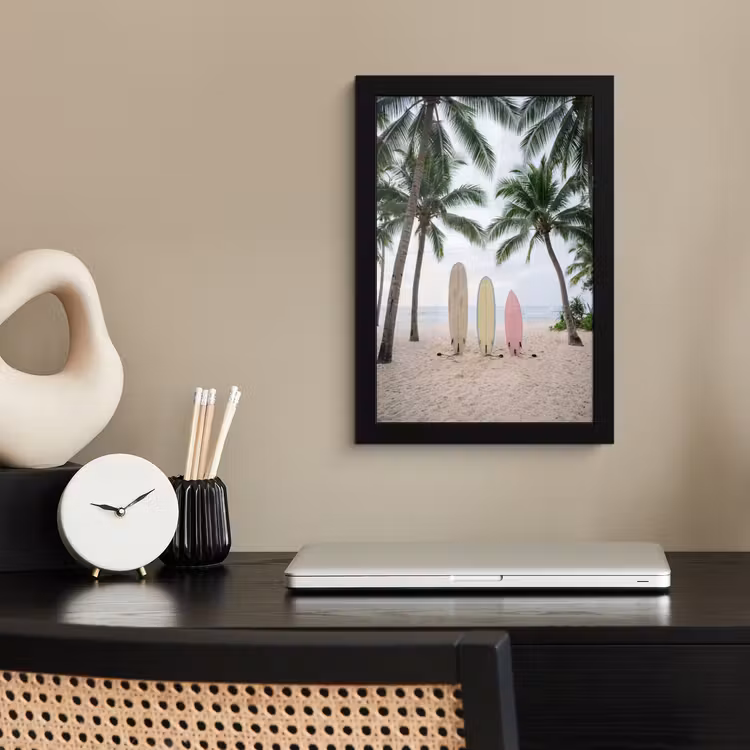 Poster met lijst - Surfboard - Palmbomen - Kleurrijk — 3