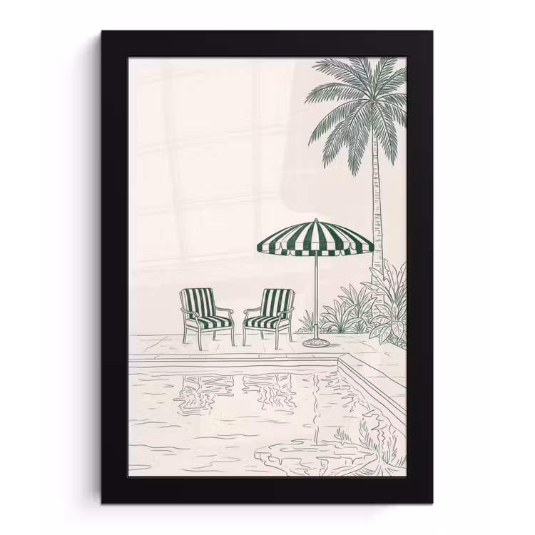 Poster met lijst - Terras - Illustratie - Groen — 1