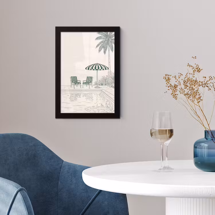 Poster met lijst - Terras - Illustratie - Groen — 2