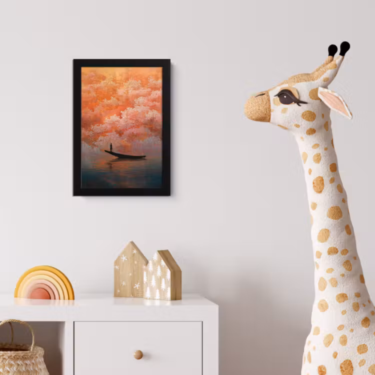 Poster met lijst - Zee - Boot - Wolken - Oranje — 5