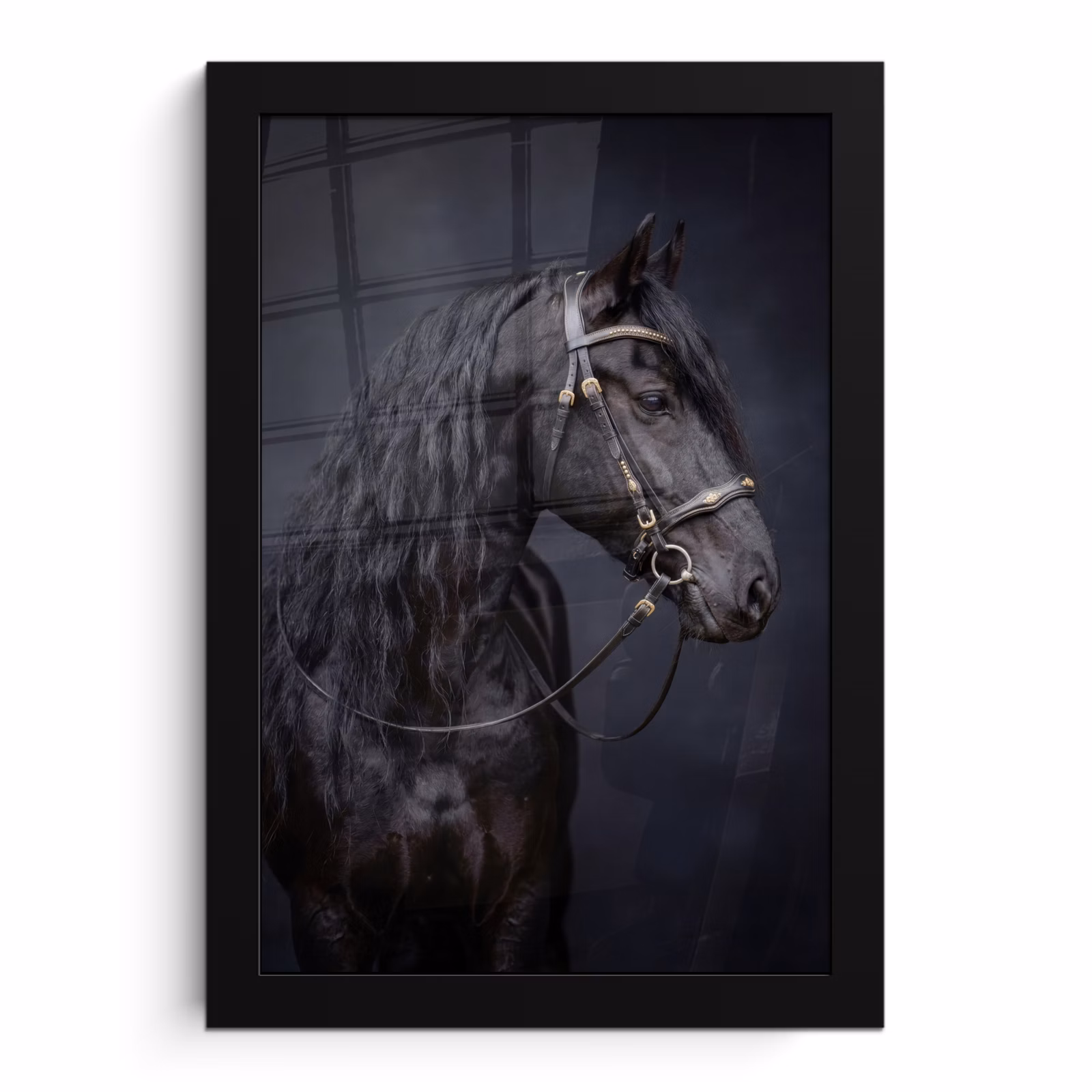 Poster met lijst - Portret - Paard - Donker — 1