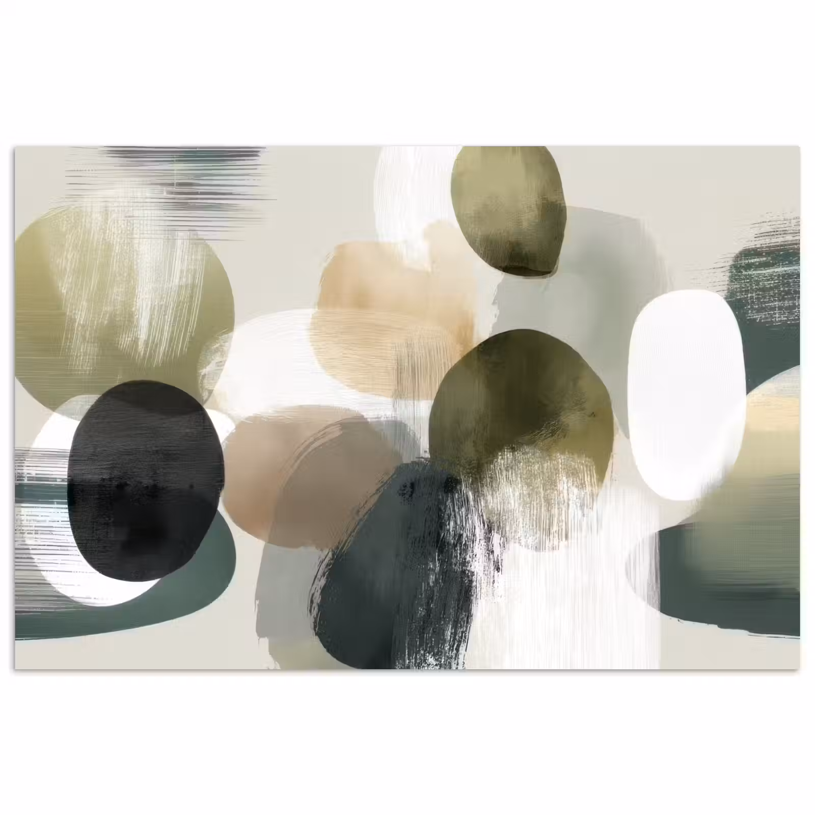 Poster - Minimalistisch - Cirkels - Penseelstreken - Beige — 1
