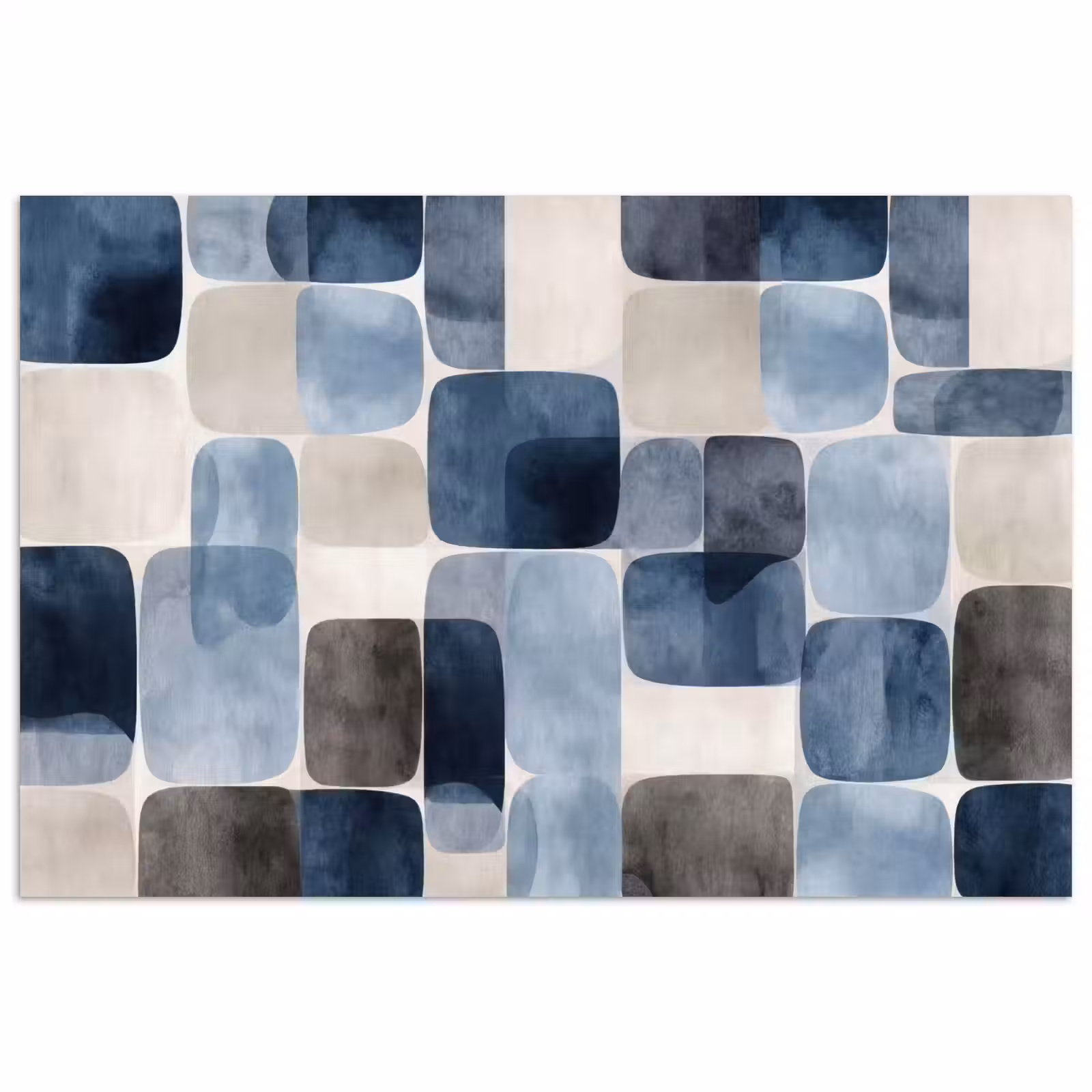 Poster - Patroon - Blauw - Vierkanten — 1