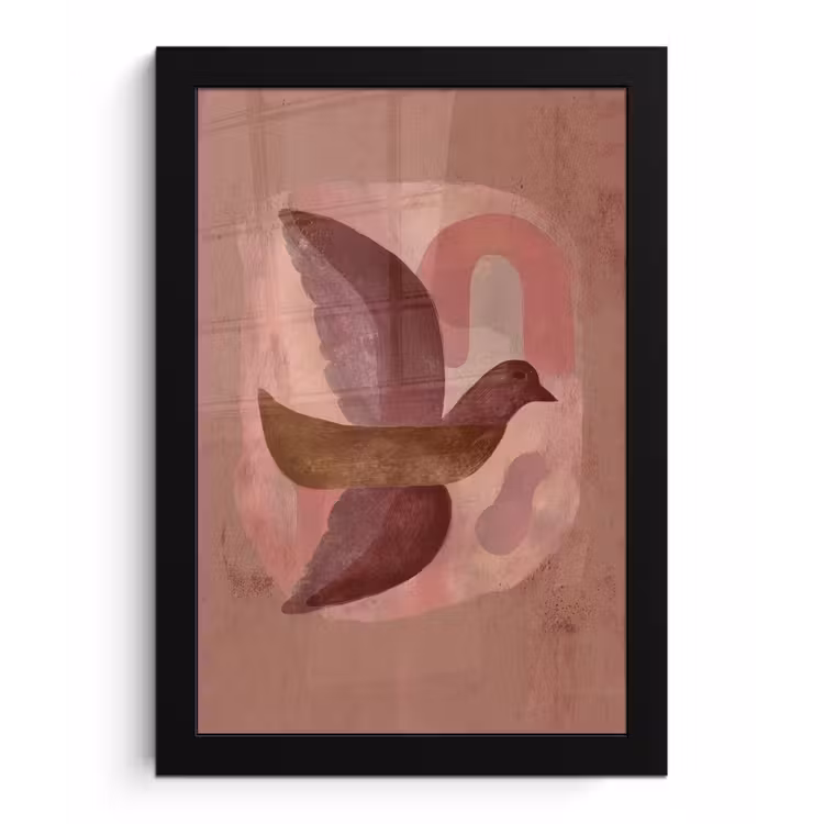 Poster met lijst - Illustratie - Vogels - Abstract - Roze — 1