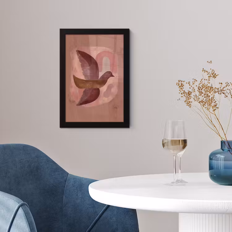 Poster met lijst - Illustratie - Vogels - Abstract - Roze — 2