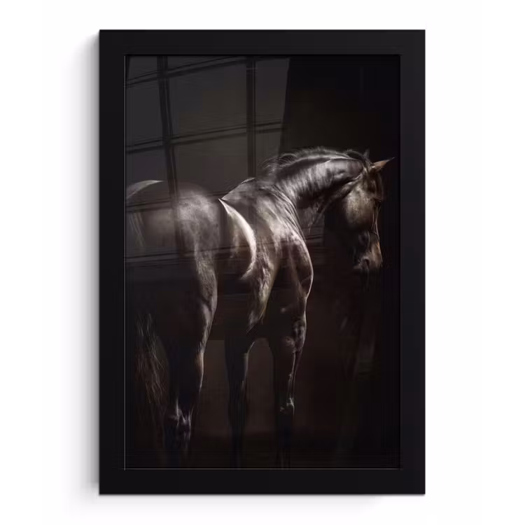 Poster met lijst - Krachtig - Paard - Donker — 1