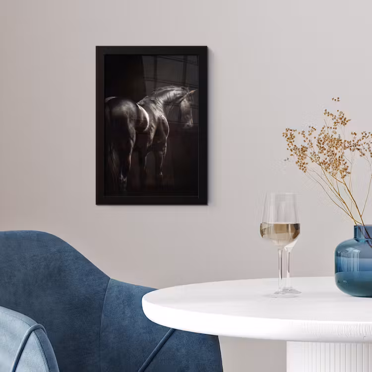 Poster met lijst - Krachtig - Paard - Donker — 2