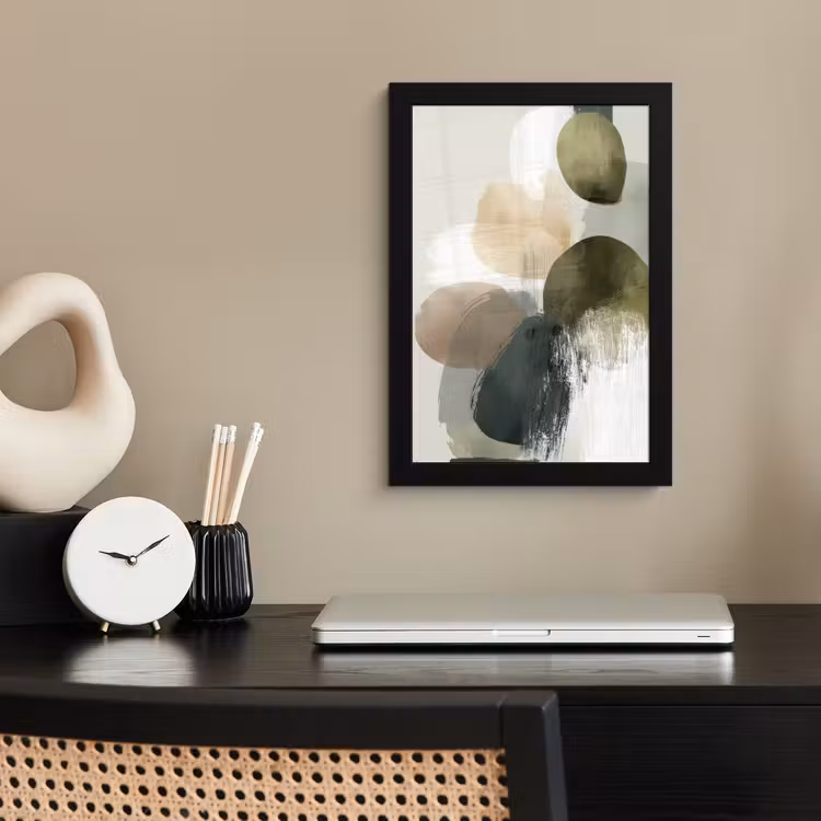 Poster met lijst - Minimalistisch - Cirkels - Penseelstreken - Beige — 3