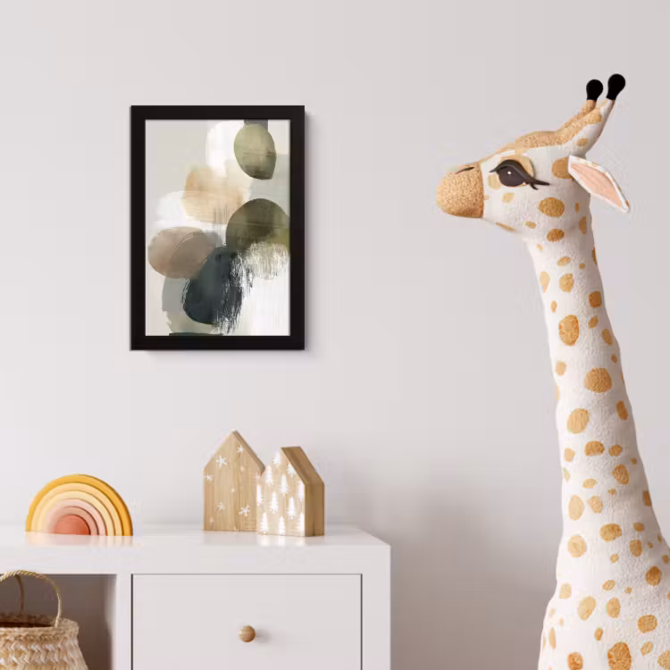 Poster met lijst - Minimalistisch - Cirkels - Penseelstreken - Beige — 5