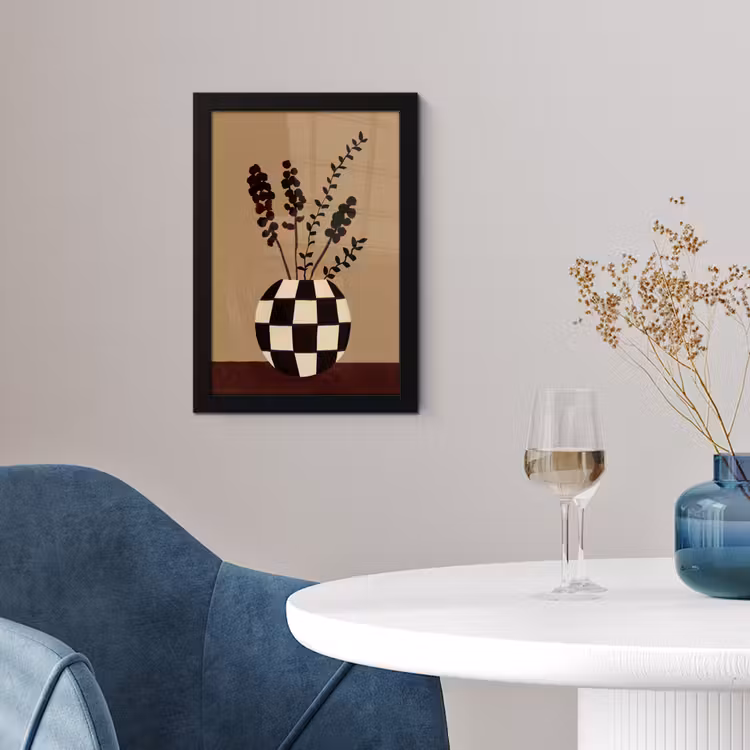 Poster met lijst - Minimalistisch - Vaas - Bloemen - Bruin — 2