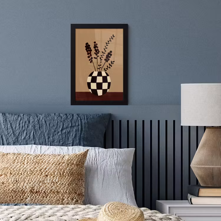 Poster met lijst - Minimalistisch - Vaas - Bloemen - Bruin — 4