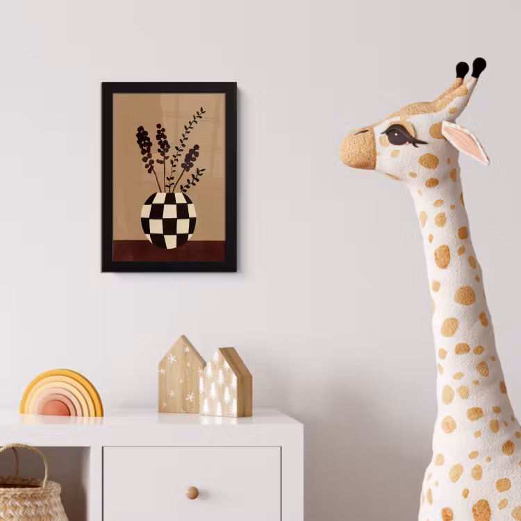 Poster met lijst - Minimalistisch - Vaas - Bloemen - Bruin — 5