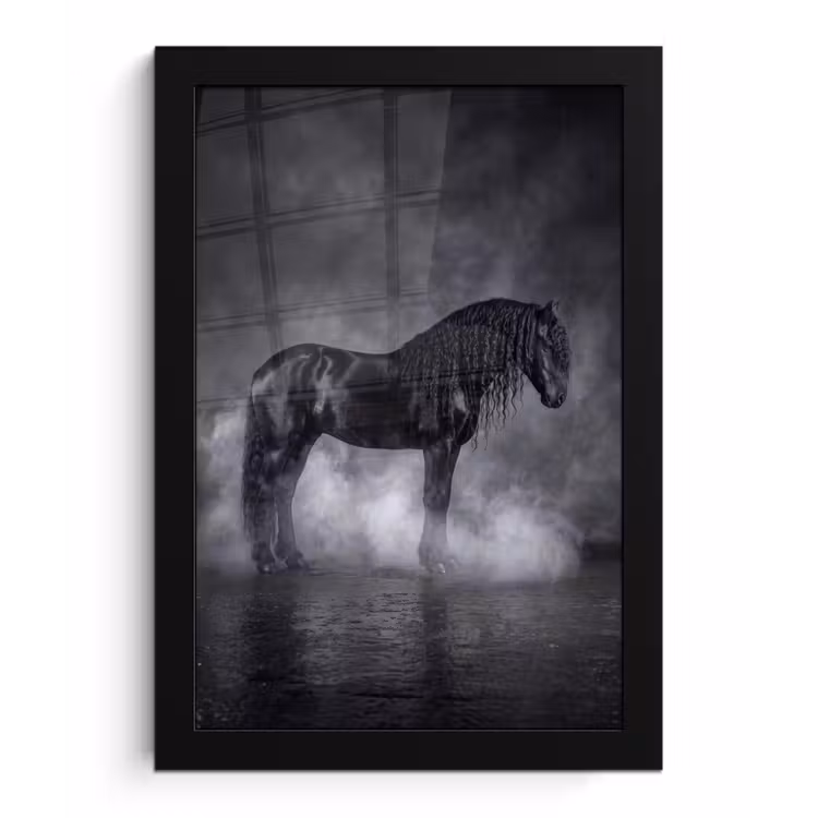 Poster met lijst - Paard - Magisch - Zwart — 1